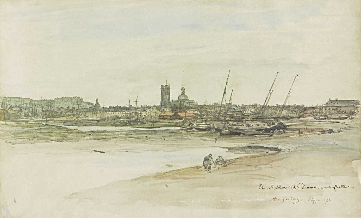Vista, de, porto dieppe de Antoine Vollon