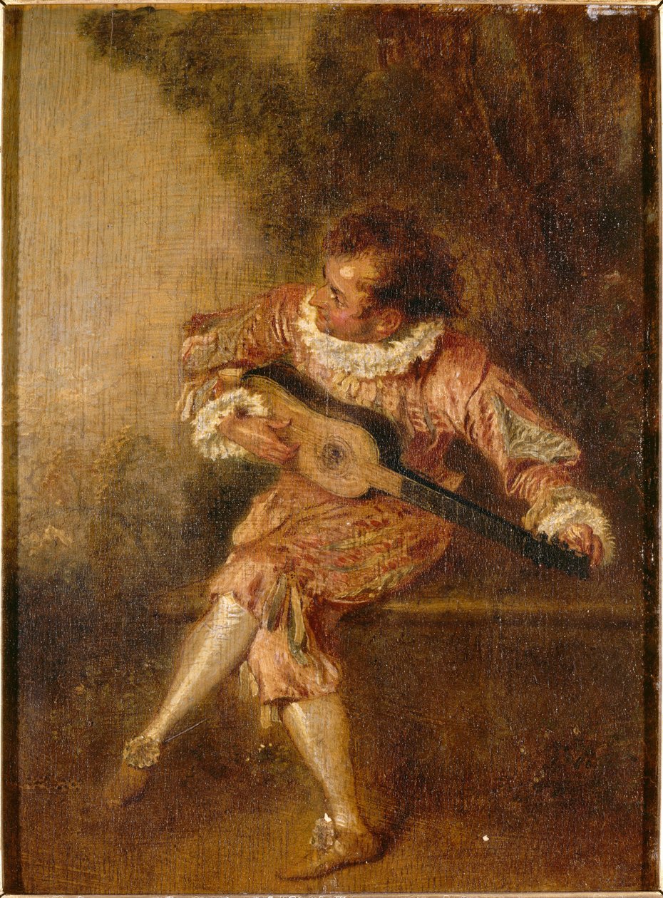 Le donneur de sérénades (Mezetin) de Jean Antoine Watteau