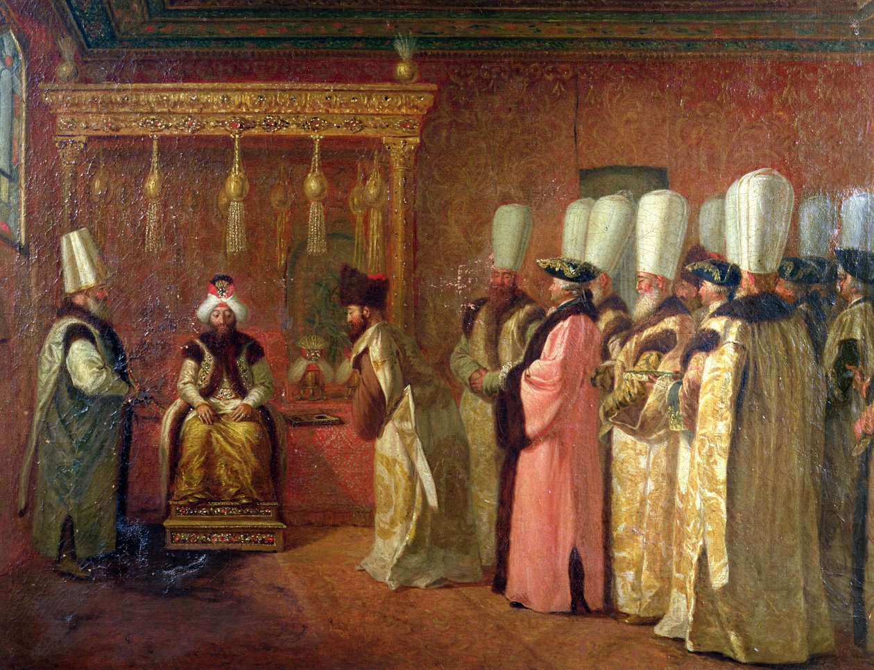 Audiência de Charles Gravier (1717-1787), conde de Vergennes, com o sultão Osman III (1699-1757) em Constantinopla, 1755 de Antoine de Favray
