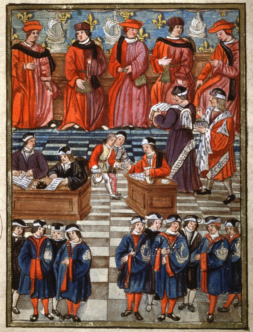 Os prevot e os vereadores da cidade de Paris, percepção do imposto de Antoine (attr. to) Verard