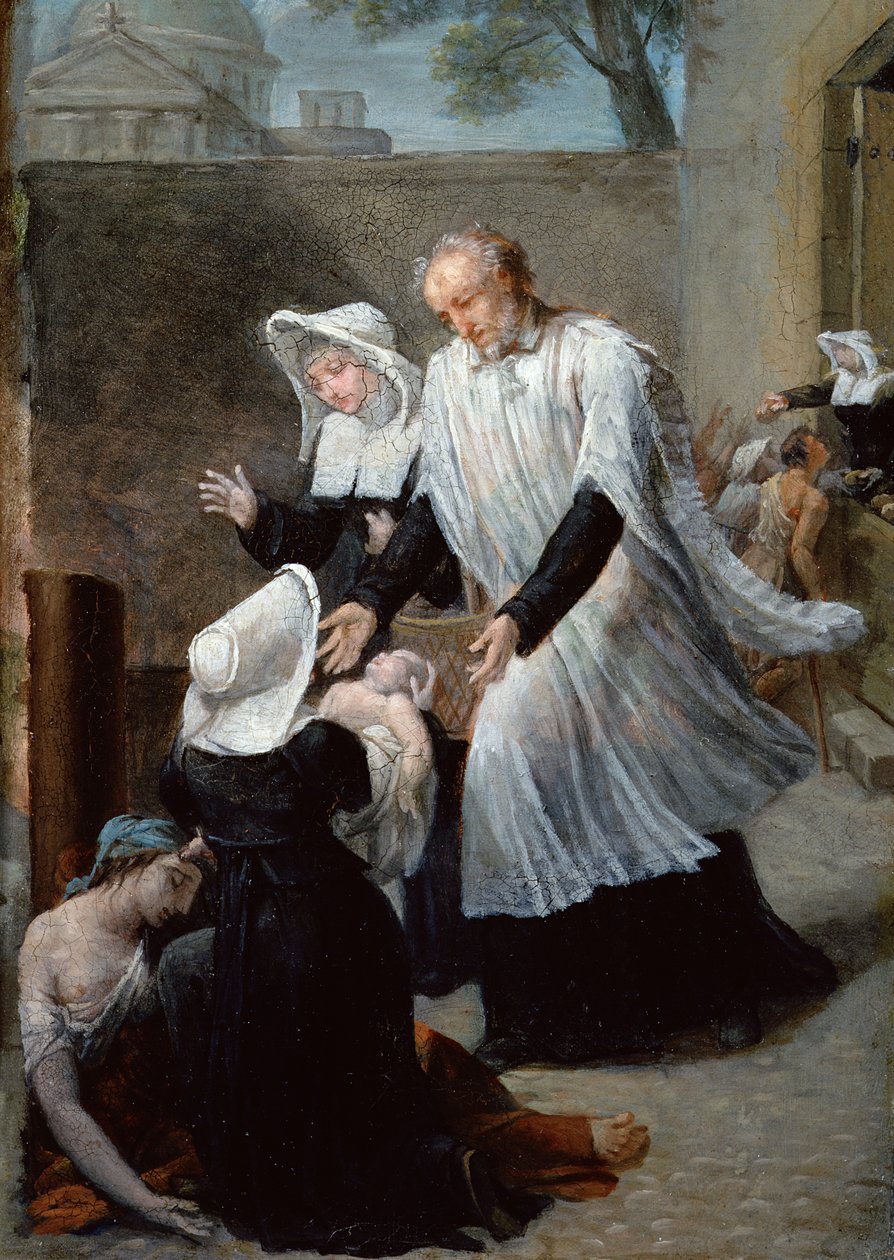 São Vicente de Paulo Ajudando a Peste Montada pela Praga de Antoine Ansiaux