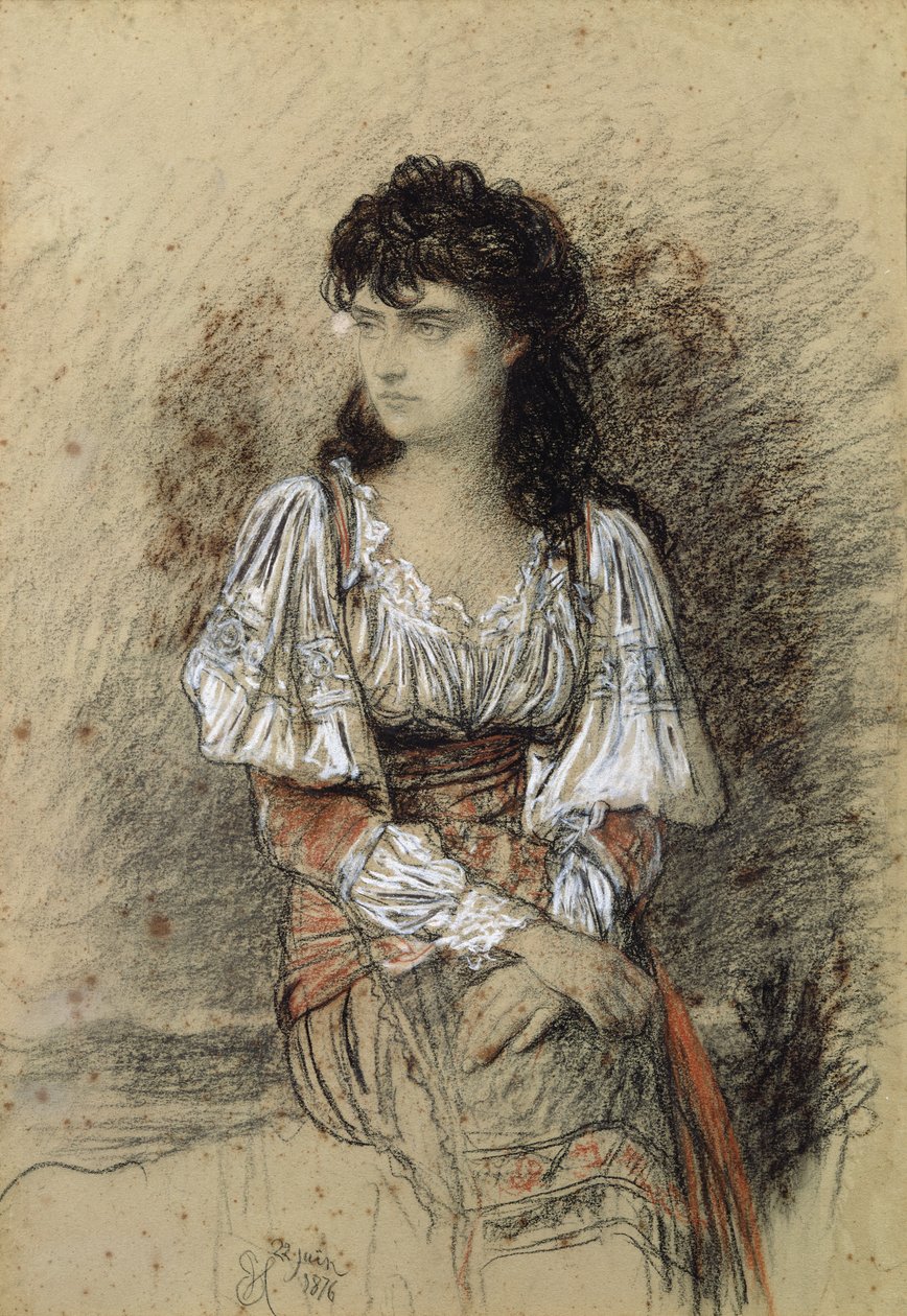 Um camponês vestido, 1876 (aquarela e lápis sobre papel) de Antoine Auguste Ernest Herbert or Hebert