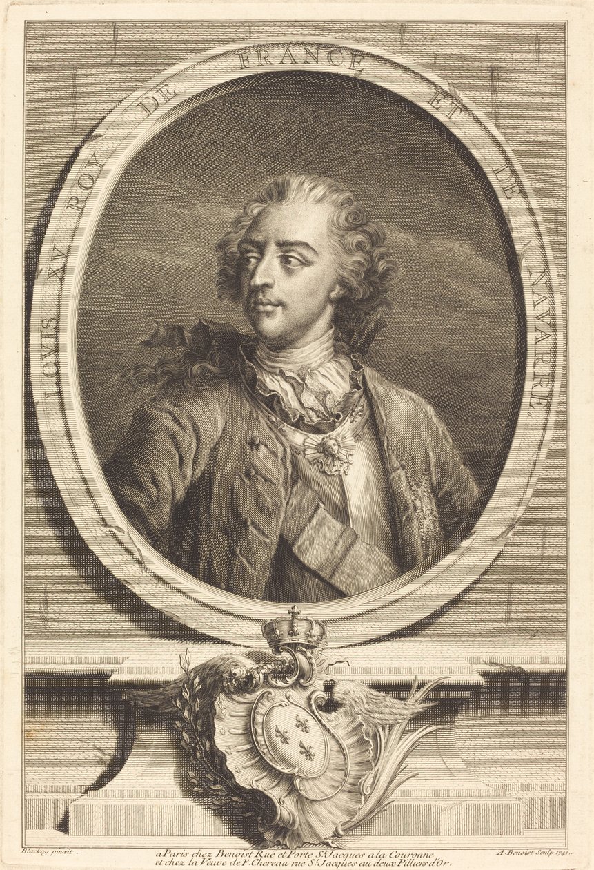 Luís XV, rei da França de Antoine Benoist after Jakob Christoffel Le Blon after Nicholas Blakey
