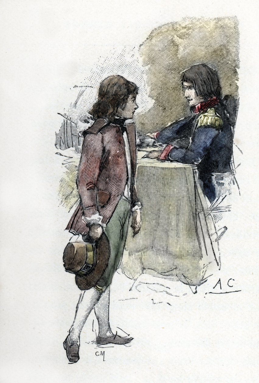 O filho de Josephine, Eugene de Beauharnais (1781-1824) reclama a espada do seu pai Alexandre de Beauharnais ao genro Napoleão Bonaparte (1769-1821) (O jovem Eugene de Beauharnais pede a espada do seu pai Alexandre de Beauharnais a Napoleão Bon de Antoine Calbet