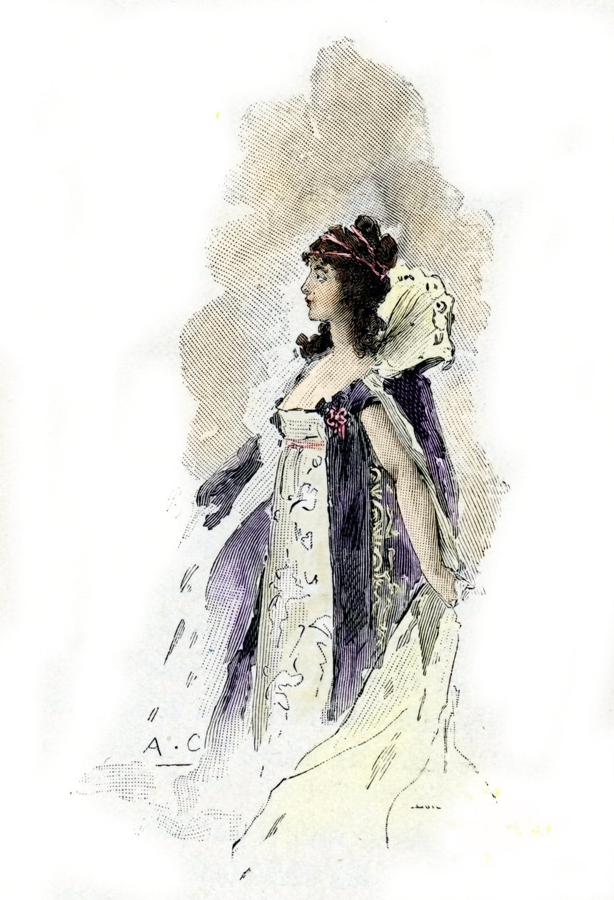 Retrato de Desiree Clary (1777-1860) Rainha da Suécia em 1818 (Retrato da rainha da Suécia Desiree Clary em 1818) Desenho de Antoine Calbet desenha de "Napoleon et les femmes" de Masson de Antoine Calbet