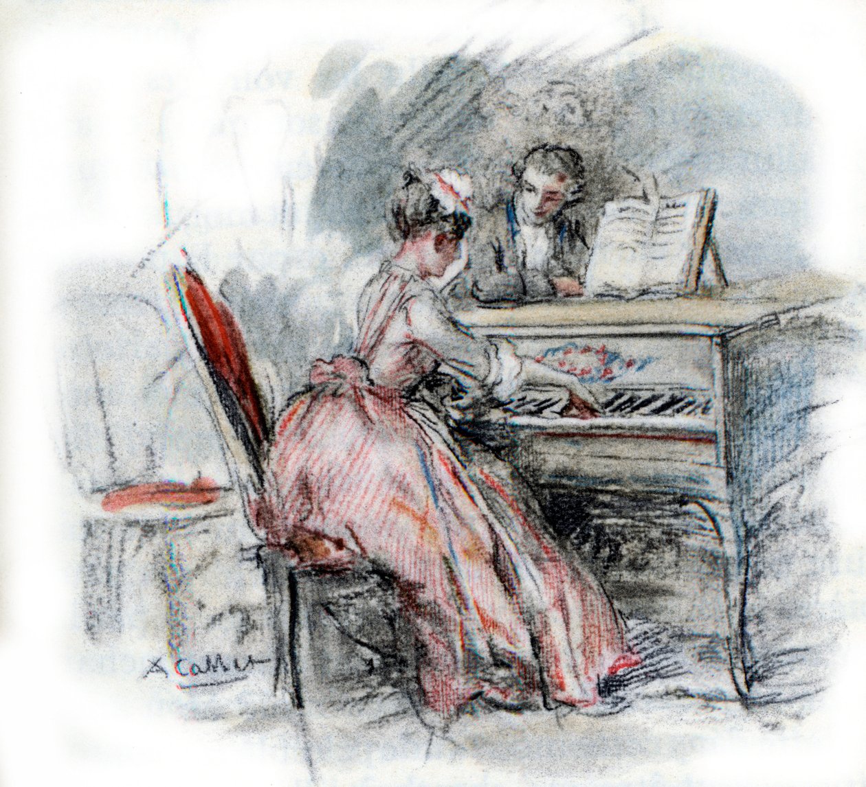 Outro admirando Charlotte tocando cravo de Antoine Calbet