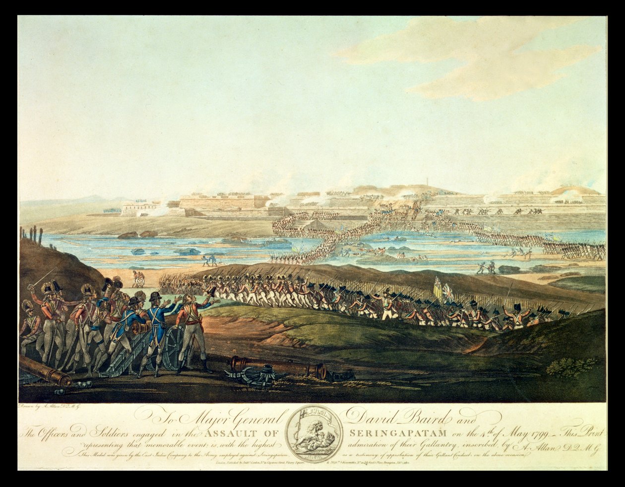 A captura de Seringapatam em 1799, 1801 (aquatinta colorida) de Antoine Cardon
