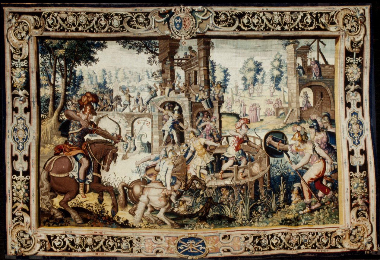 Exercício no Assalto e Defesa de um Bastião, projetado 1562-1565 (tecido 1611-1627) (lã e seda) de Antoine Caron