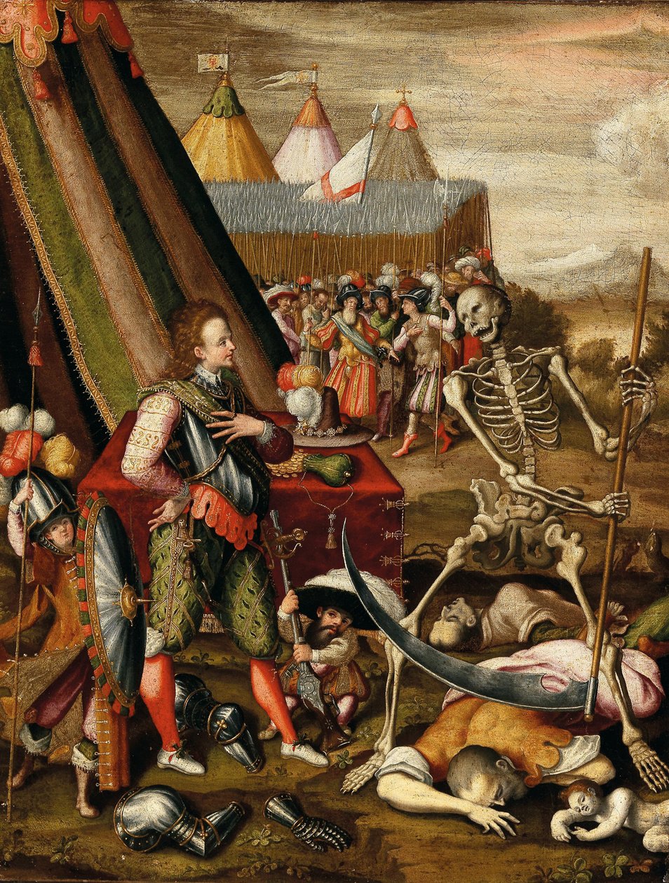 O Diálogo do Príncipe com a Morte. Alegoria dos horrores da guerra, década de 1540. de Antoine Caron