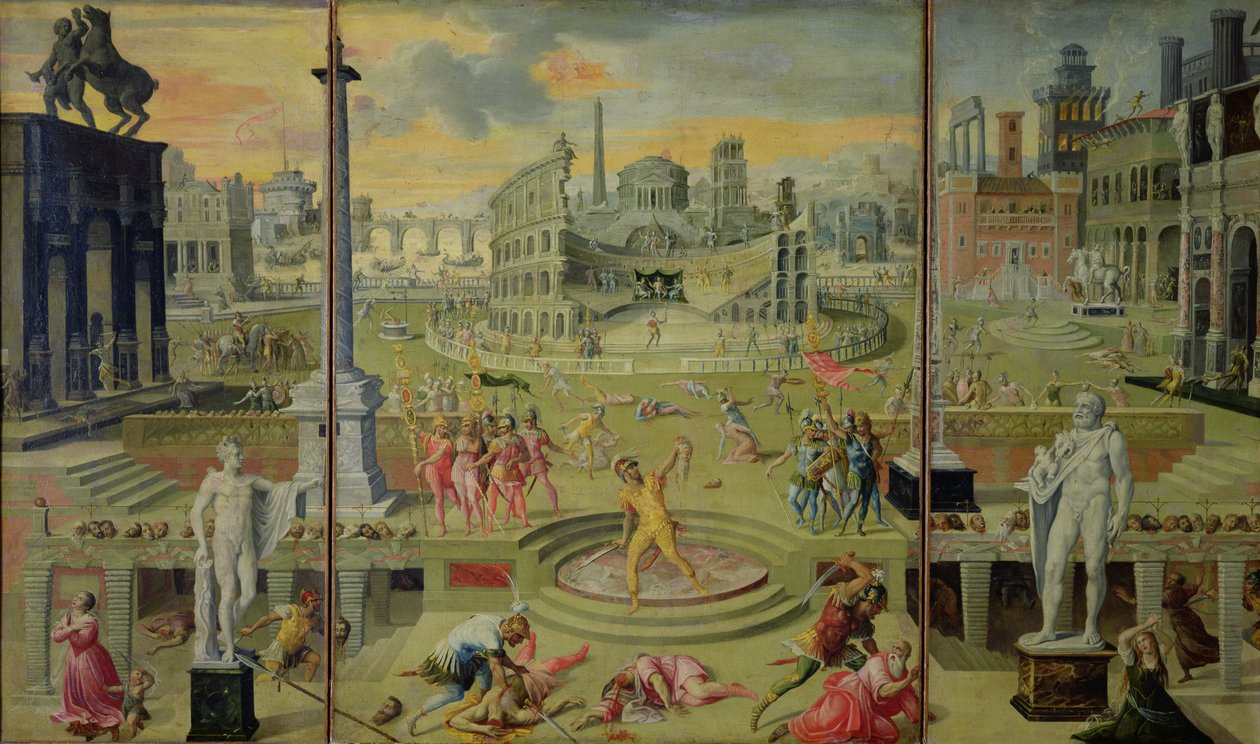 O Massacre do Triunvirato, 1566 de Antoine Caron