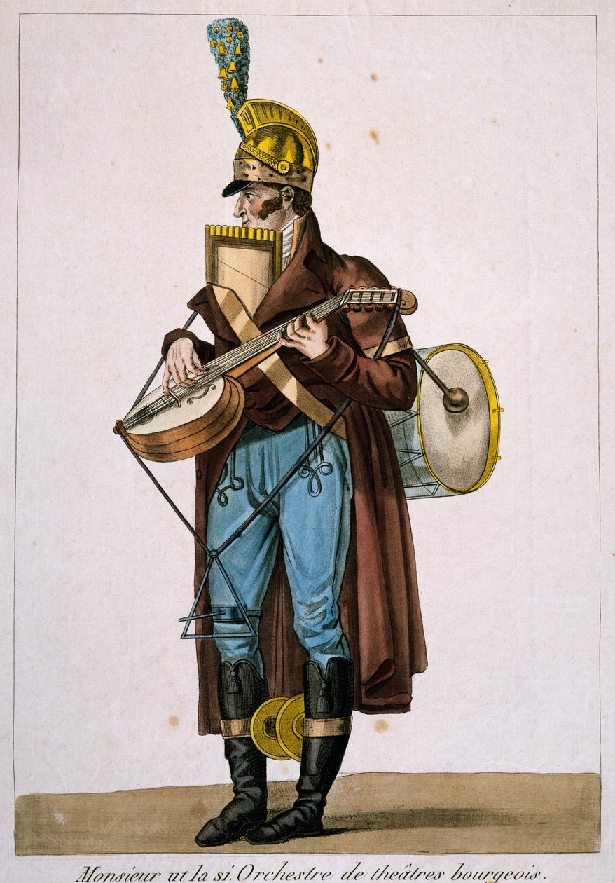 Músico de rua, de Carle Vernet (1758-1836), gravura, França de Antoine Charles Horace Vernet