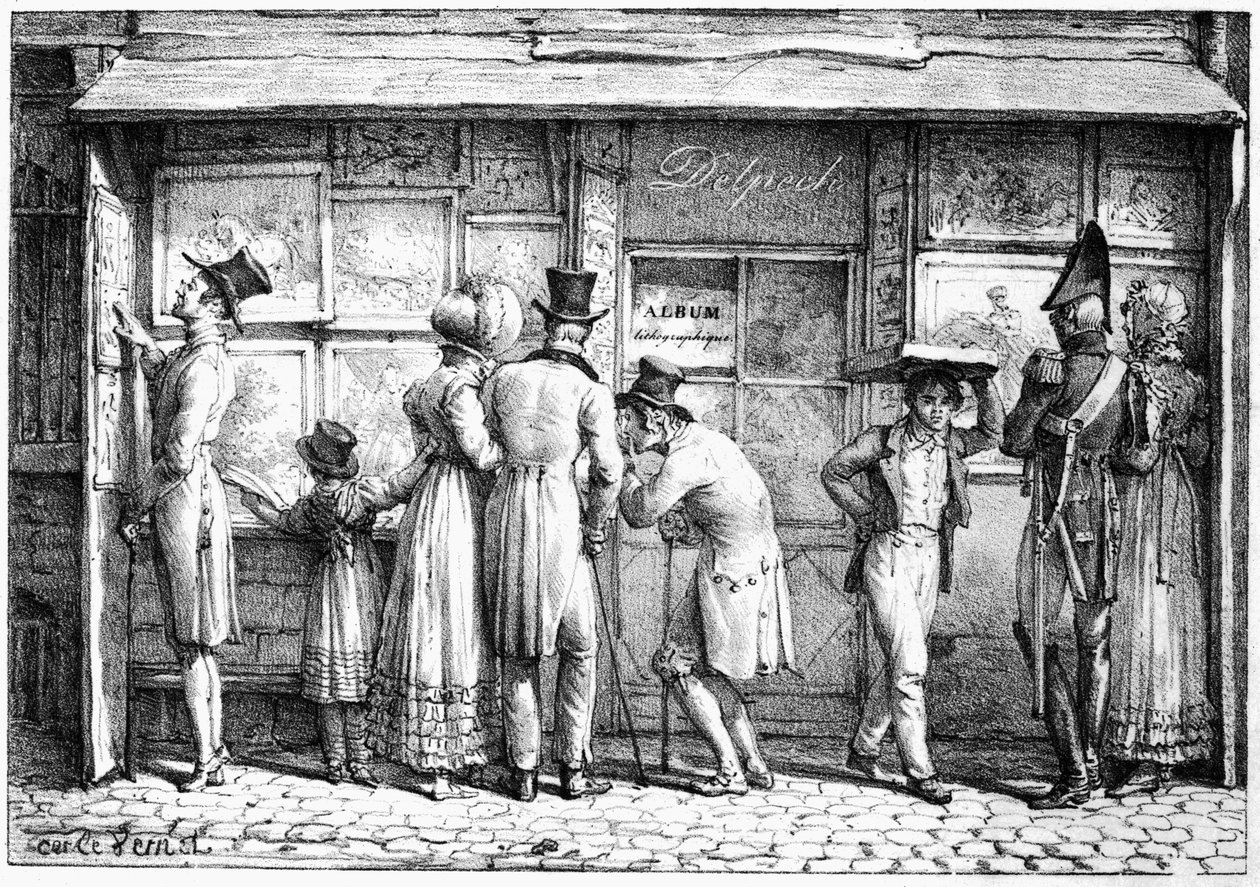 Loja de impressão litográfica da Delpech, c.1818 de Antoine Charles Horace Vernet
