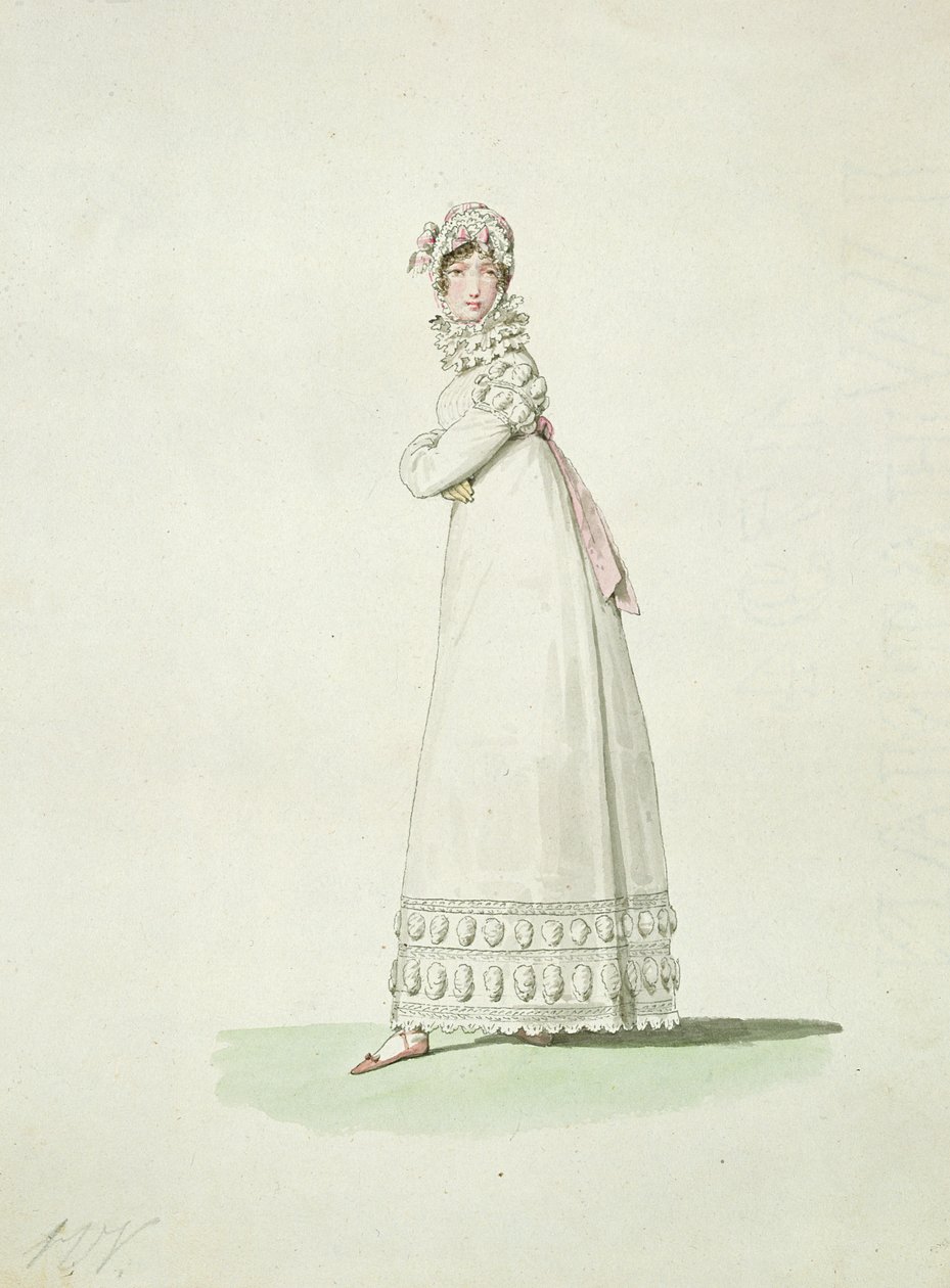 Mulher elegante em um vestido ao ar livre, ilustração de &39;Incrível e maravilhoso&39; de Antoine Charles Horace Vernet