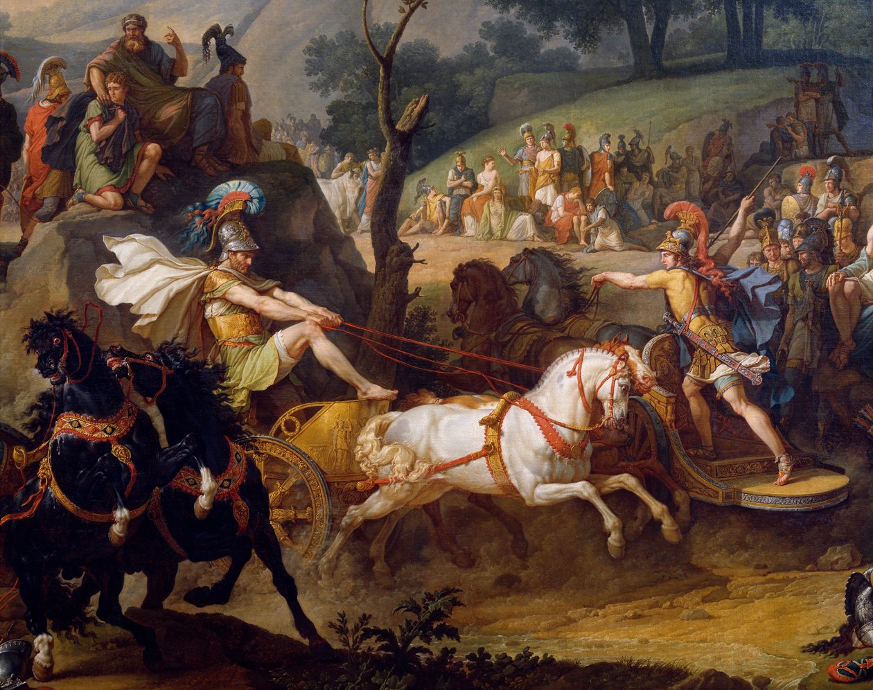 Jogos fúnebres em homenagem a Patrocles, detalhe de Aquiles em sua carruagem, c.1790 óleo sobre tela, ver também 346199 de Antoine Charles Horace Vernet