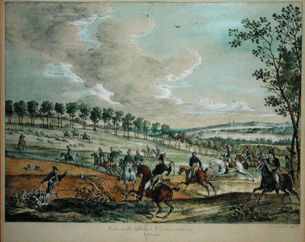 Caçando veados em Verrieres, 29 de abril de 1819 de Antoine Charles Horace Vernet