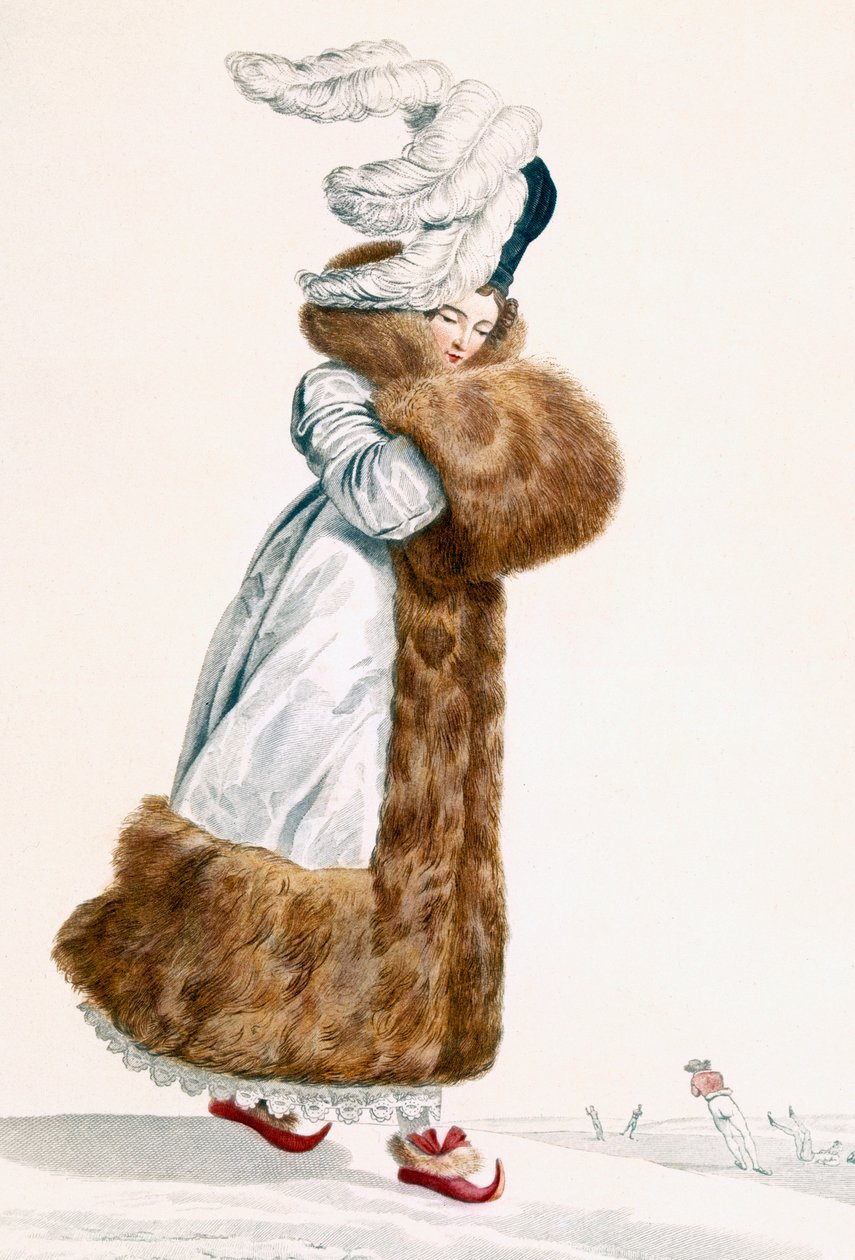 Vestido de Patinação no Gelo, gravado por Georges Jacques Gatine (1773-1831), c.1797 de Antoine Charles Horace Vernet