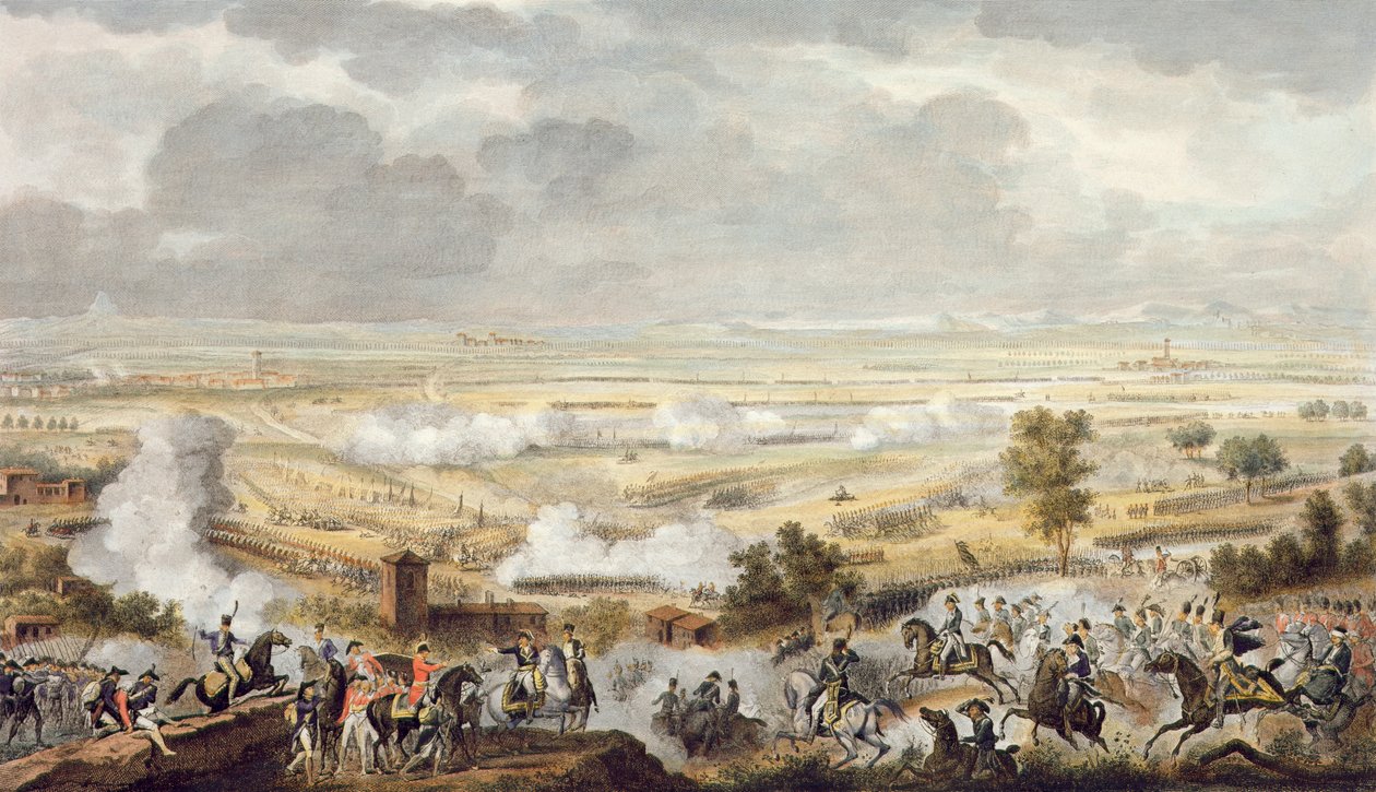 A Batalha de Marengo, 23 Prairial, Ano 8 (12 de junho de 1800), gravado por Jean Duplessi-Bertaux (1747-1819) (aquatint) de Antoine Charles Horace Vernet