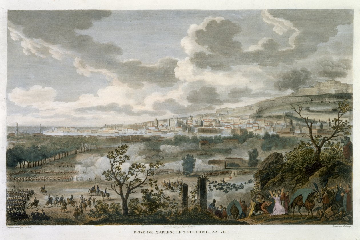 A captura de Nápoles, 2 Pluviose, Ano 7 (23 de janeiro de 1799), gravado por Jean Duplessi-Bertaux (1747-1819) (aquatint) de Antoine Charles Horace Vernet