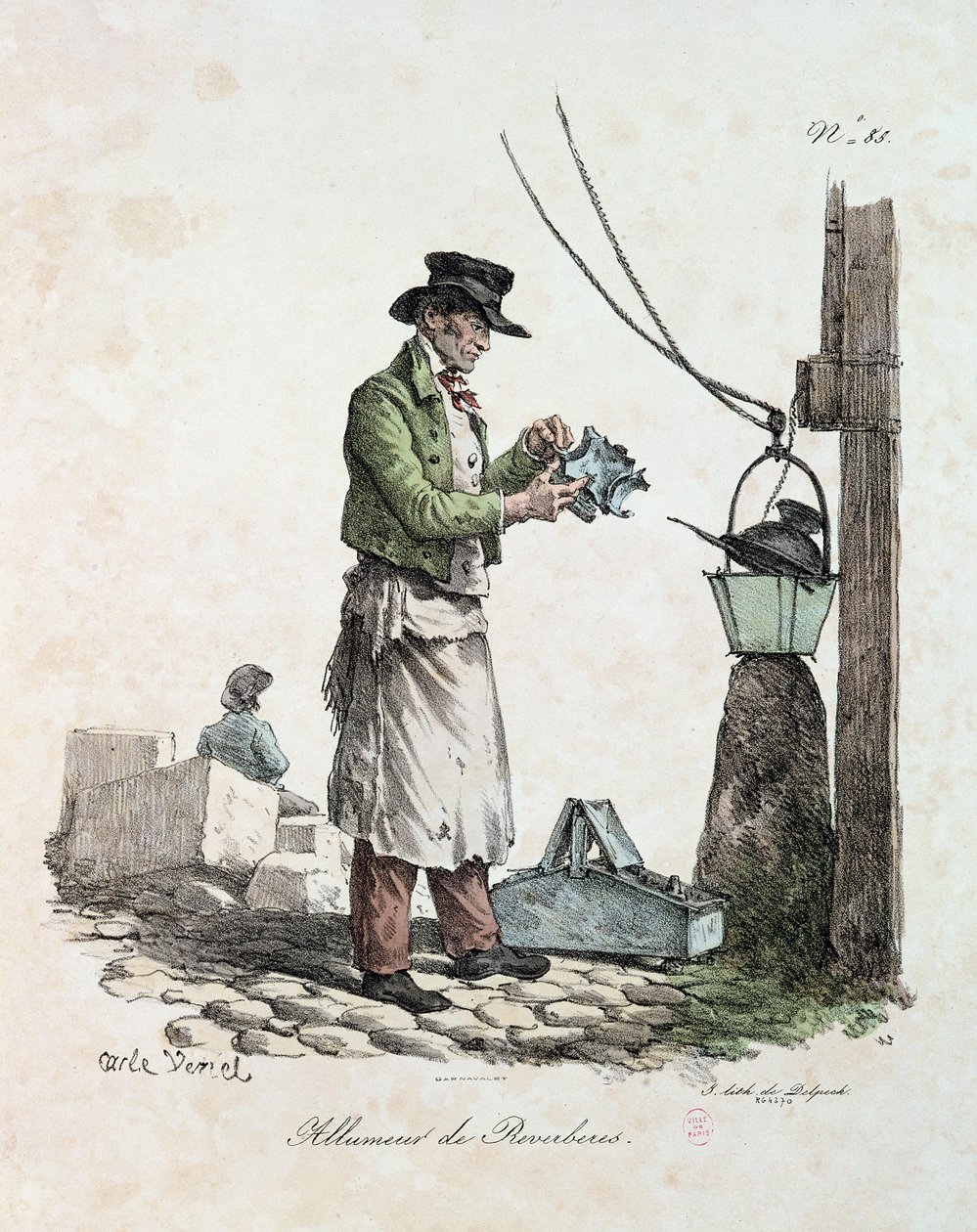 O Lamplighter, gravado por Francois Seraphin Delpech (1778-1825) de Antoine Charles Horace Vernet