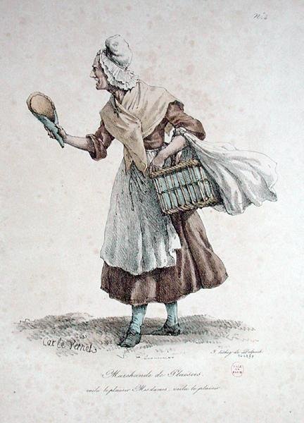 O vendedor de pastelaria, número 4 da série os gritos de Paris, gravada por Francois Seraphin Delpech (1778-1825) de Antoine Charles Horace Vernet