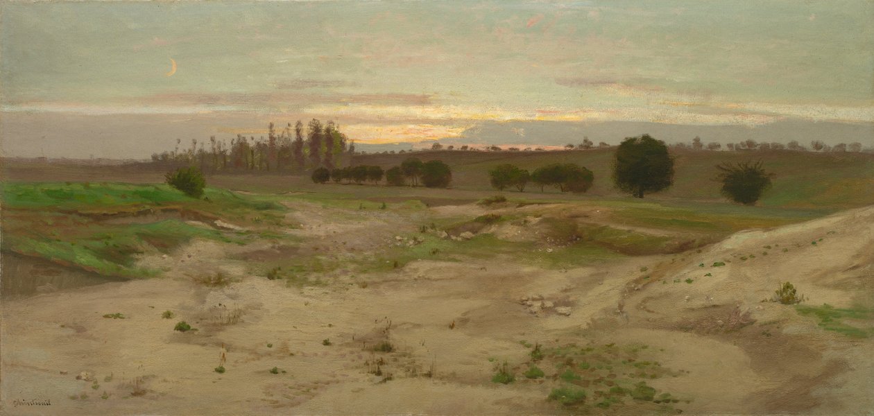 O poço de marga em Mulcent: Evening, depois de 1857 (óleo sobre papel, montado em cartão, montado em contraplacado) de Antoine Chintreuil