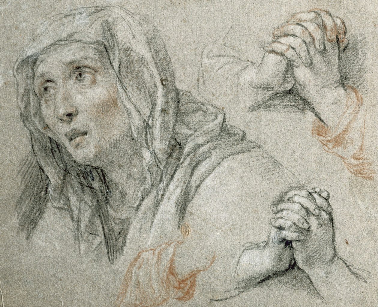 Estudos para a figura da Virgem de Antoine Coypel