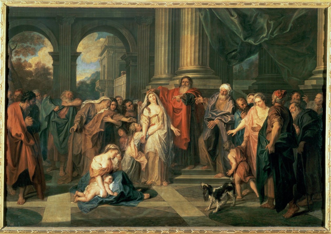 Susannah acusada de adultério ... (pintura sobre tela) de Antoine Coypel