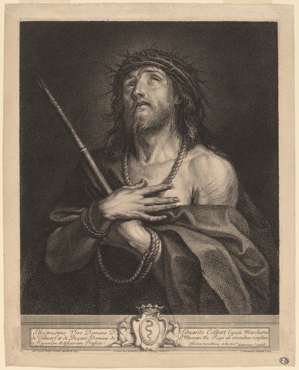 Cristo como homem de dores de Antoine Coypel, finished in engraving by Charles Simonneau