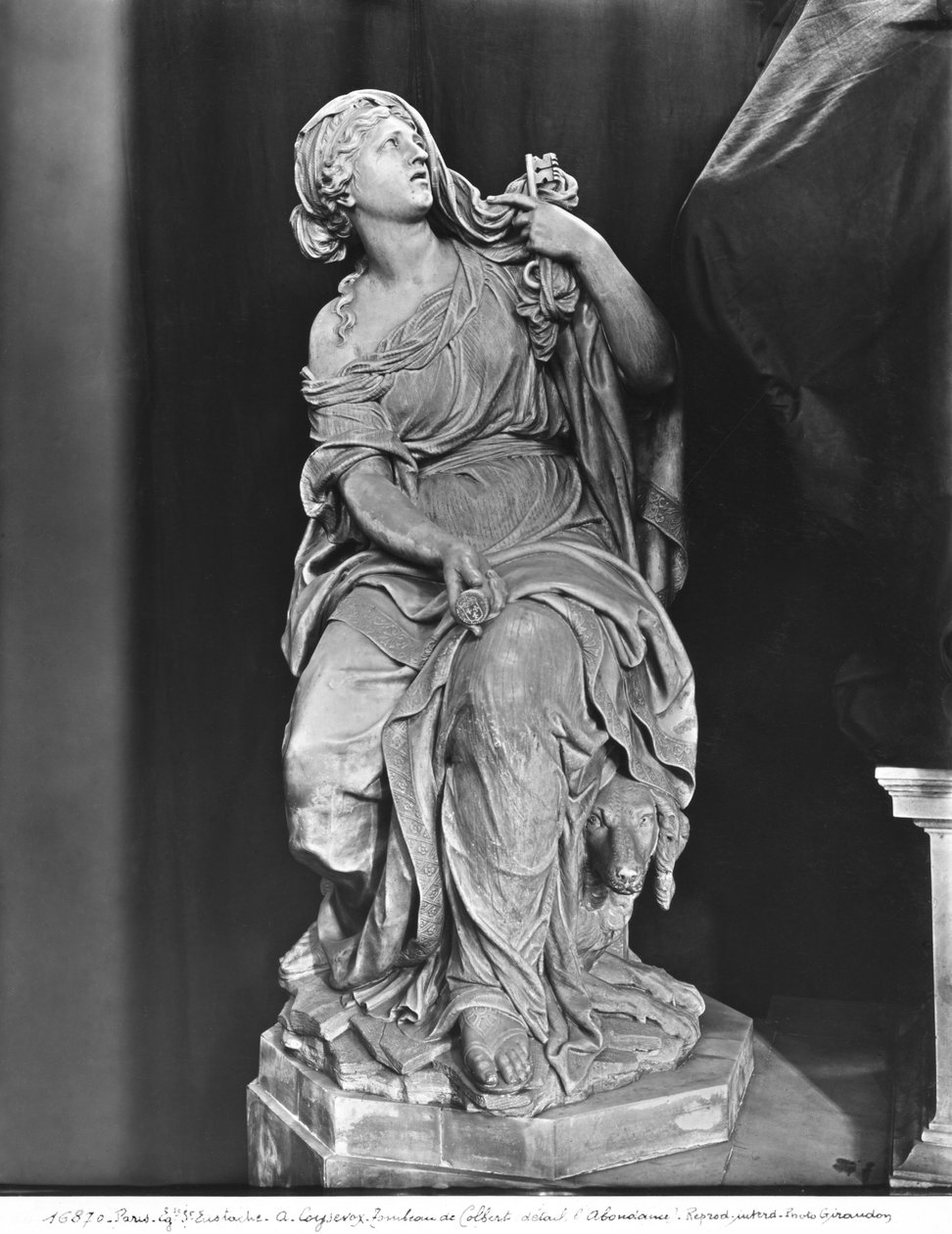 Túmulo de Jean-Baptiste Colbert de Torcy 1619-83, detalhe de fidelidade, c.1685-1687 mármore também ver 248118, 248119, 248120, 252767, 252768 bw foto de Antoine Coysevox