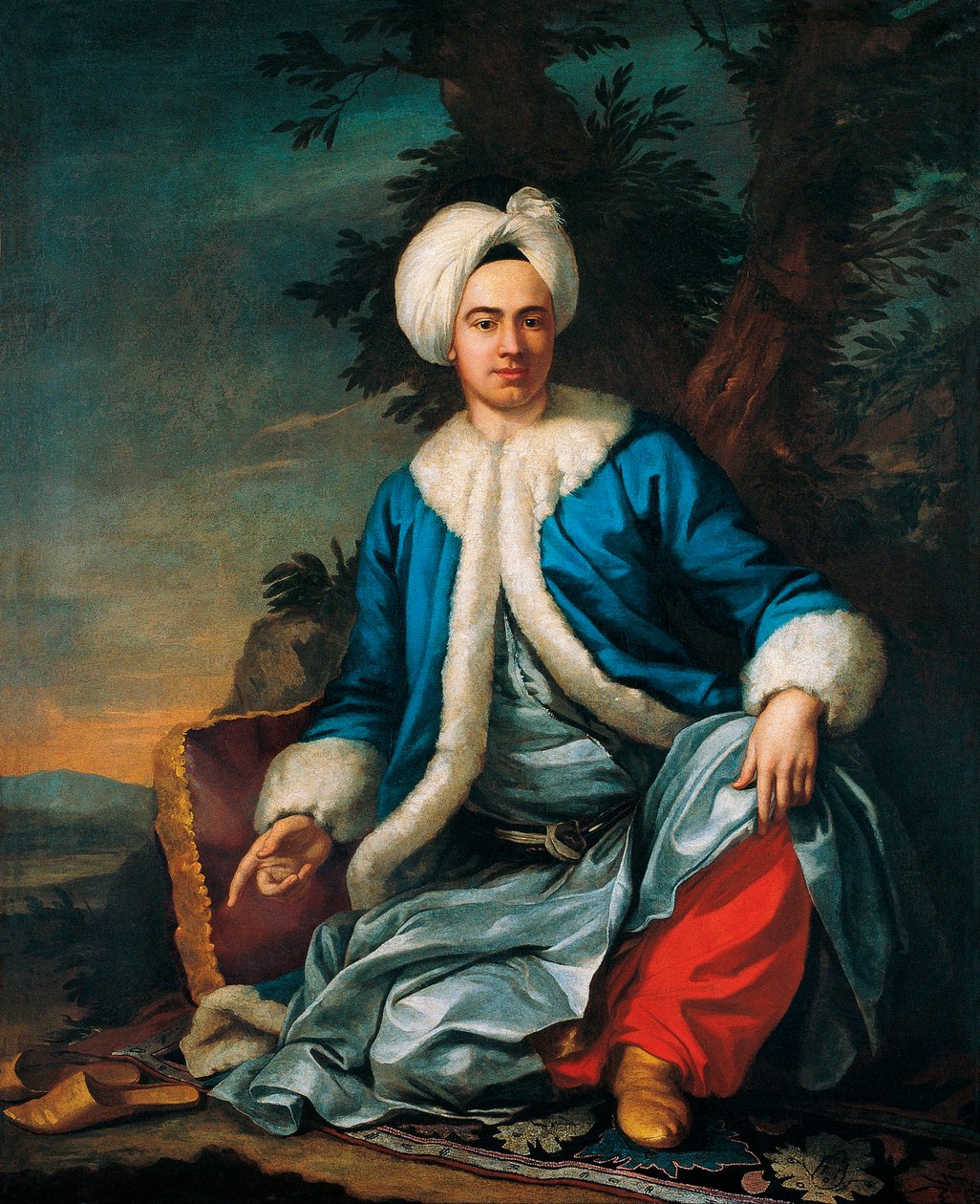 Retrato de um Europeu em Traje Turco - Pintura de Antoine de Favray (1706-1791), óleo sobre tela (146x119 cm), segunda metade do século XVIII, arte francesa - Museu de Pera, Istambul (Turquia) de Antoine Favray