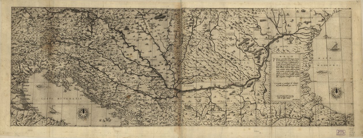 Português: Relevo mostrado pictoricamente. Alguns mapas inteiramente em italiano, alguns mapas inteiramente em latim. Título derivado pelo catalogador da página de rosto do atlas Lafréry encadernado. Dezessete folhas soltas que aparecem em atlas vendidos p de Antoine; Forlani Lafréry