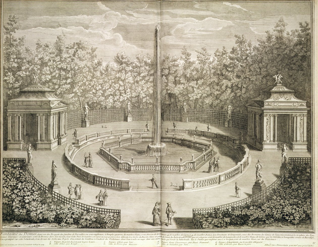 Fonte das Domes, Versalhes, c.1715 (gravura) de Antoine Herriset