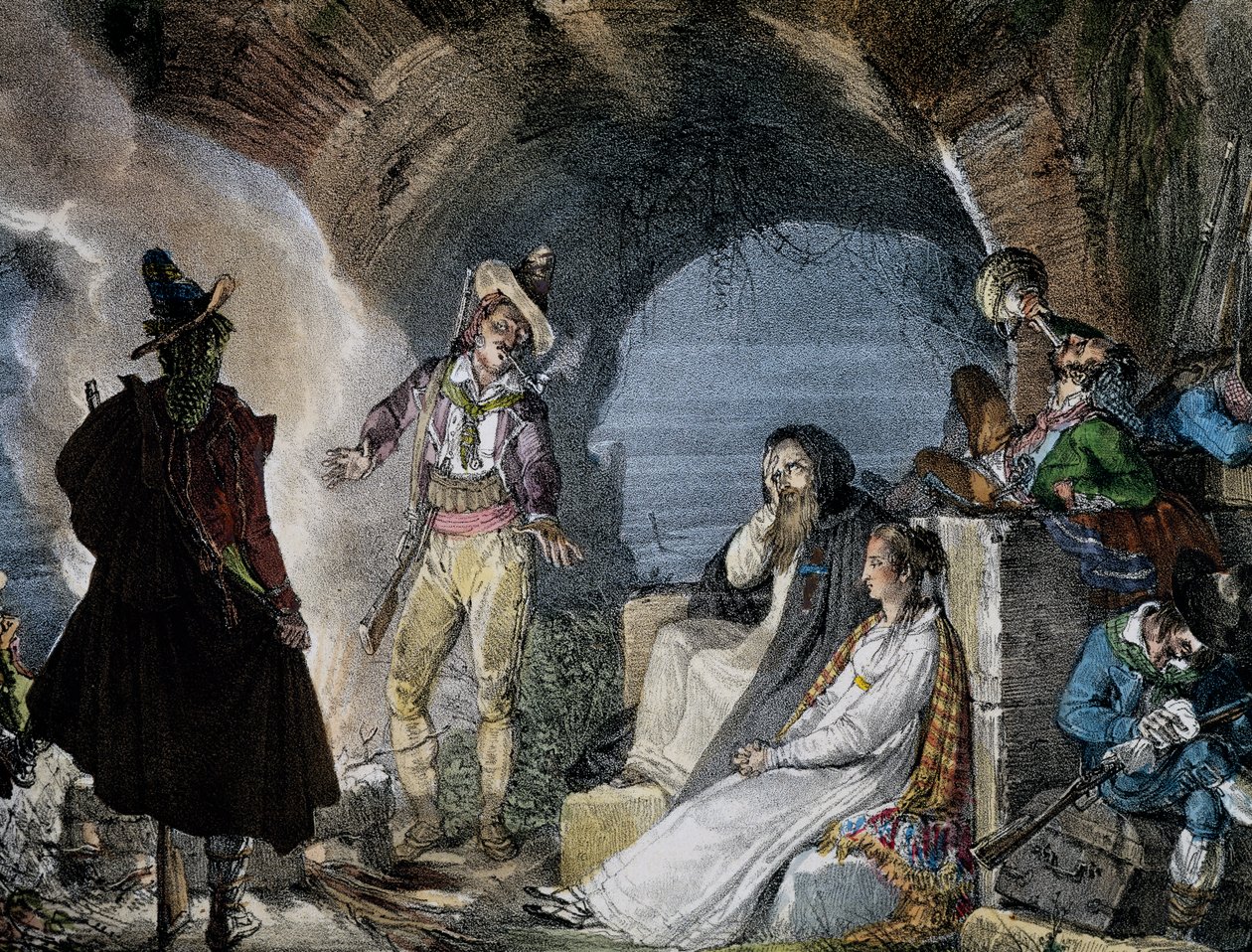 Cova dos Assaltantes, de Jean-Baptiste-Antoine Thomas (1791-1834) de Un an a Rome, litografia de Antoine Jean Baptiste Thomas