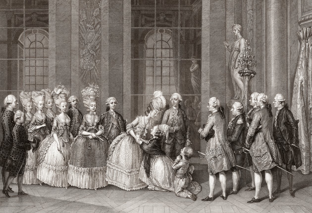Maria Antonieta visitada pela família Bellegarde. (imprimir) de Antoine Jean Duclos