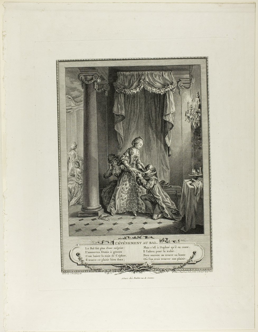 O acontecimento do baile, de Monument du Costume Physique et Moral de la fin du Dix-huitième siècle de Antoine Jean Duclos