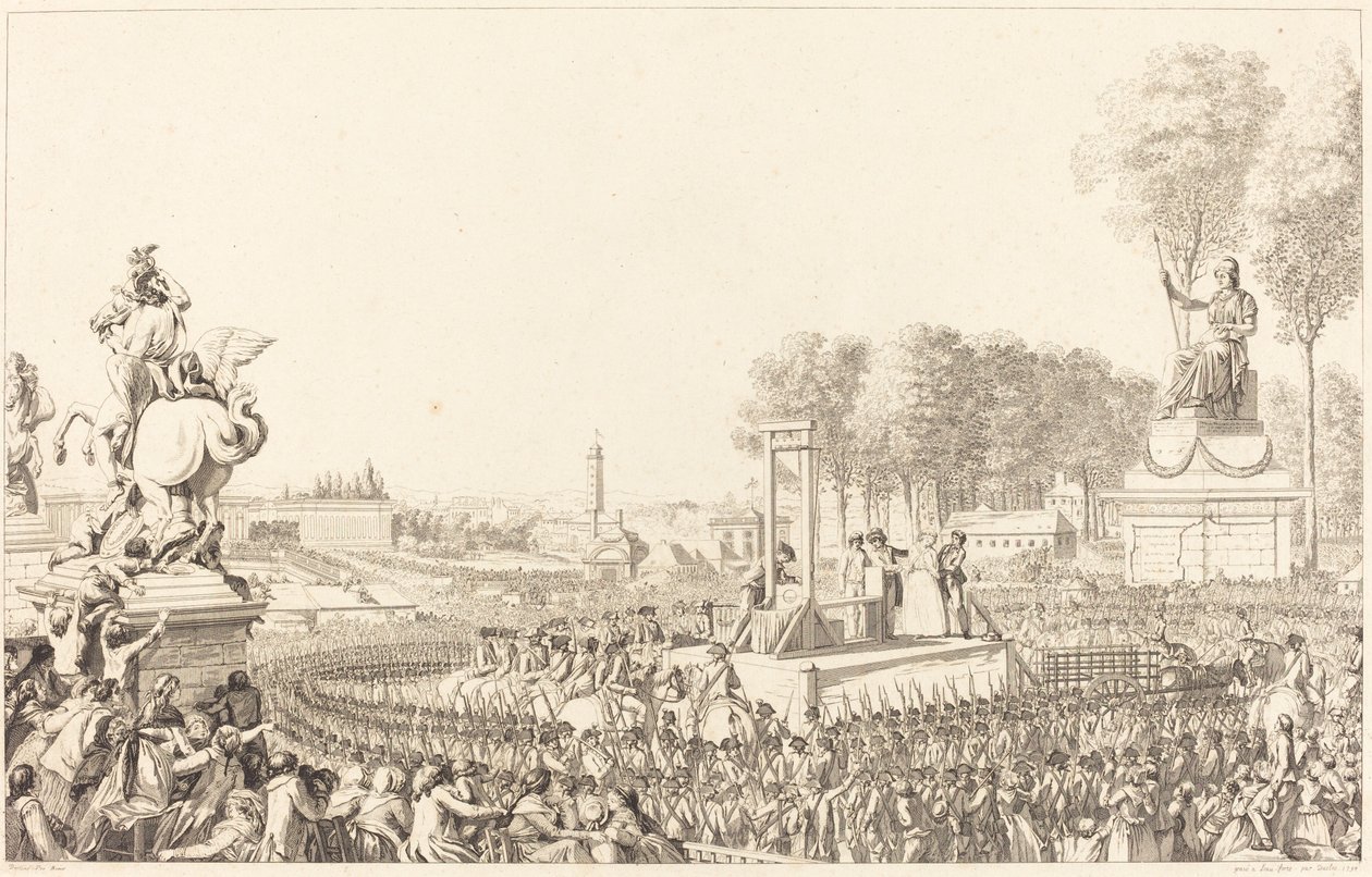 Dia de 16 de outubro de 1793, a morte de Maria Antonieta de Antoine Jean Duclos after Charles Monnet
