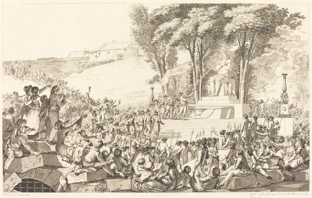 A Fonte da Regeneração nos escombros da Bastilha, 10 de abril de 1793 de Antoine Jean Duclos after Charles Monnet