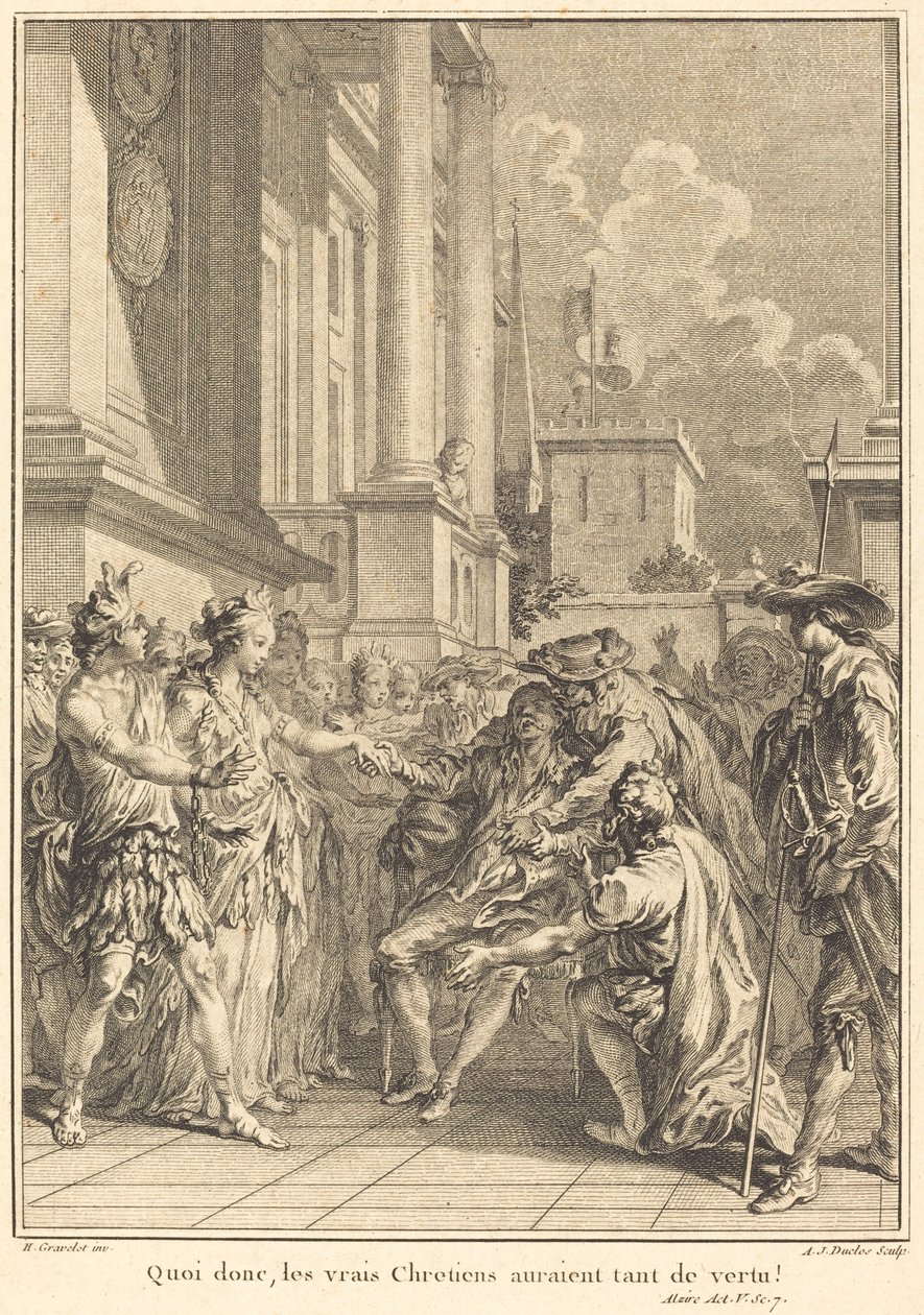 Então, os verdadeiros cristãos teriam tanta virtude! de Antoine Jean Duclos after Hubert François Gravelot