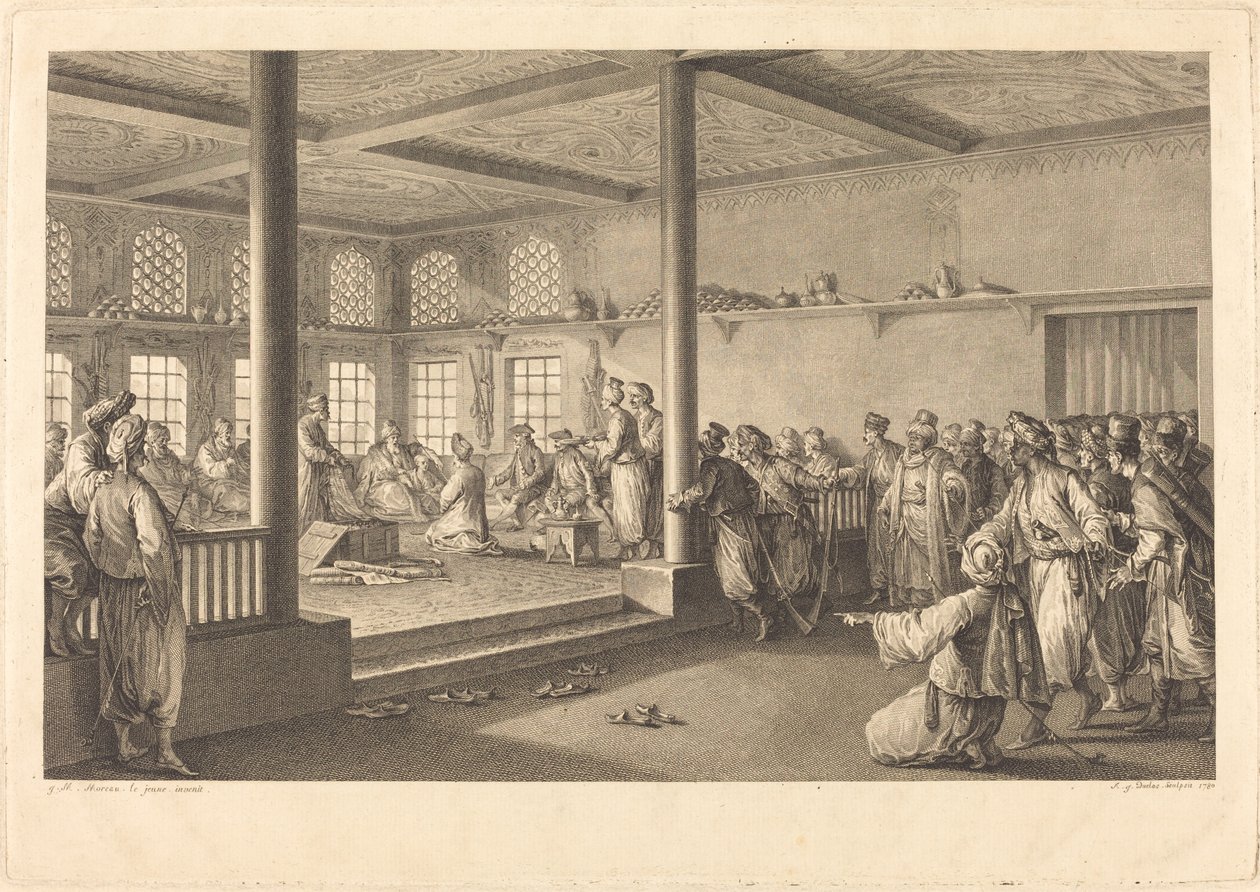 Recepção de Choiseul-Gouffier em Hassan-Tchousch-Oglou de Antoine Jean Duclos after Jean Michel Moreau