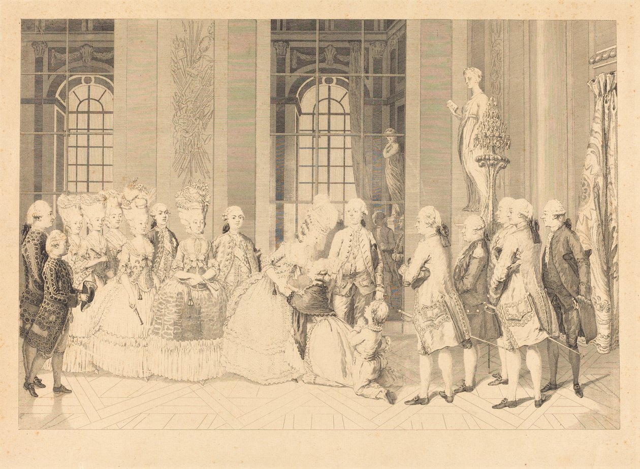 A rainha anunciando à Sra. de Bellegarde juízes e a liberdade de seu marido em 1º de maio de Antoine Jean Duclos after vicomte Charles Henri Desfosses