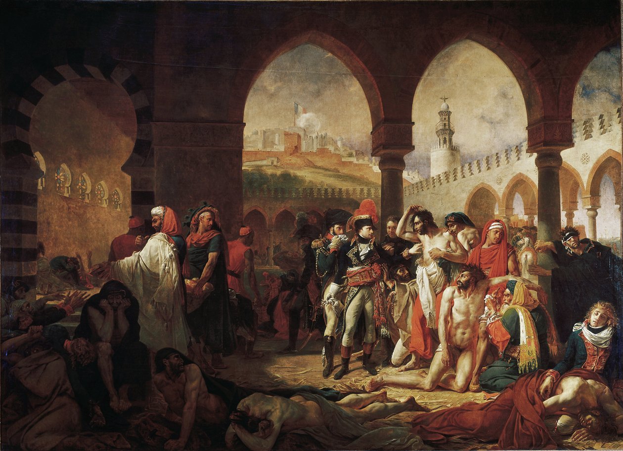 Bonaparte Visitando as Vítimas da Peste de Jaffa (óleo sobre tela de Antoine Jean Gros