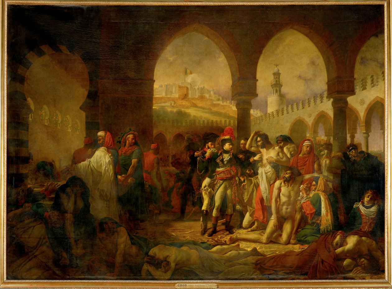 Bonaparte visita as vítimas da peste em Jaffa ... de Antoine Jean Gros