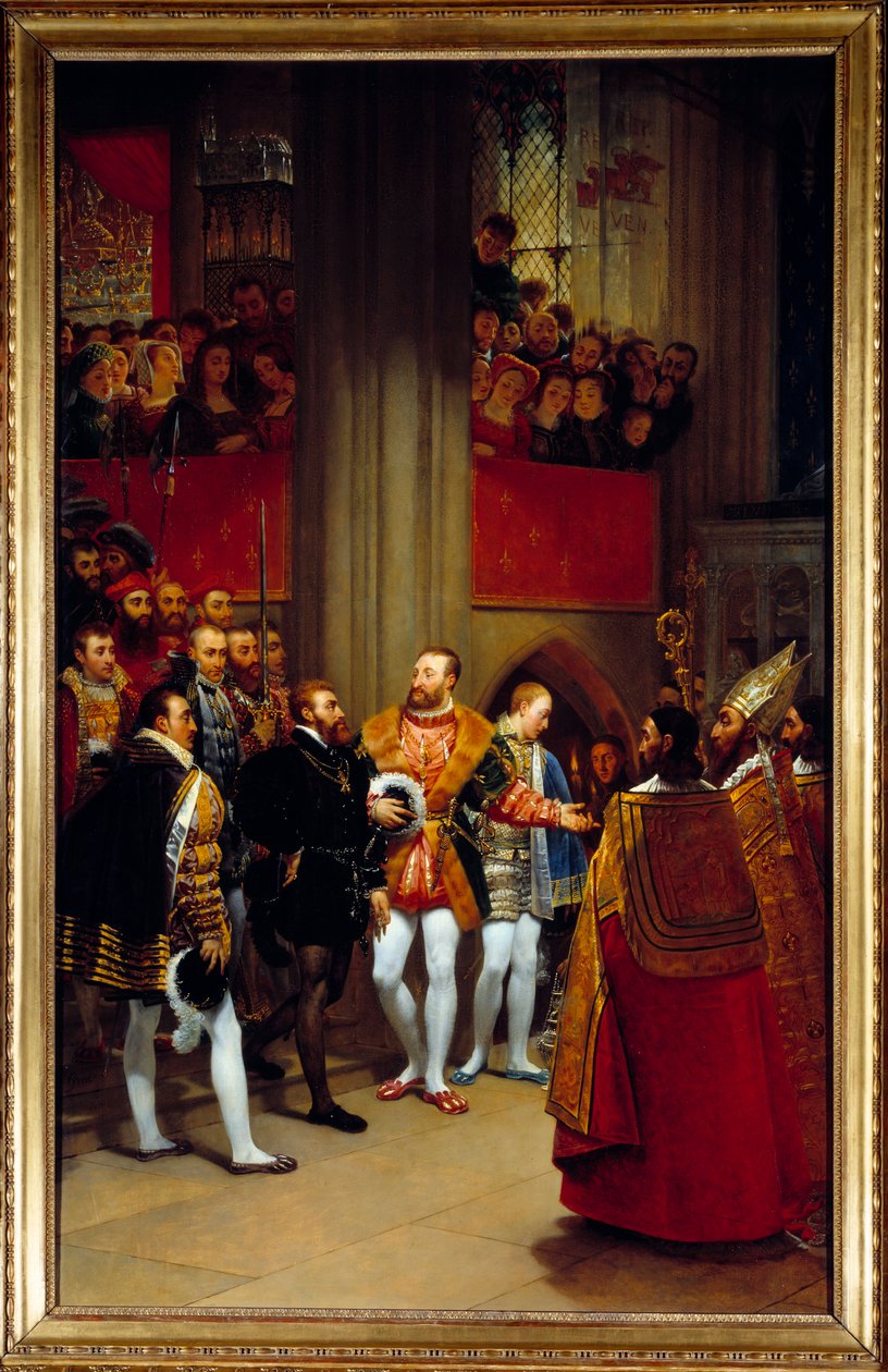 Carlos V recebido por François I na abadia de Saint Denis, em 1540. Pintura de Antoine Jean Gros (1771-1835) de Antoine Jean Gros