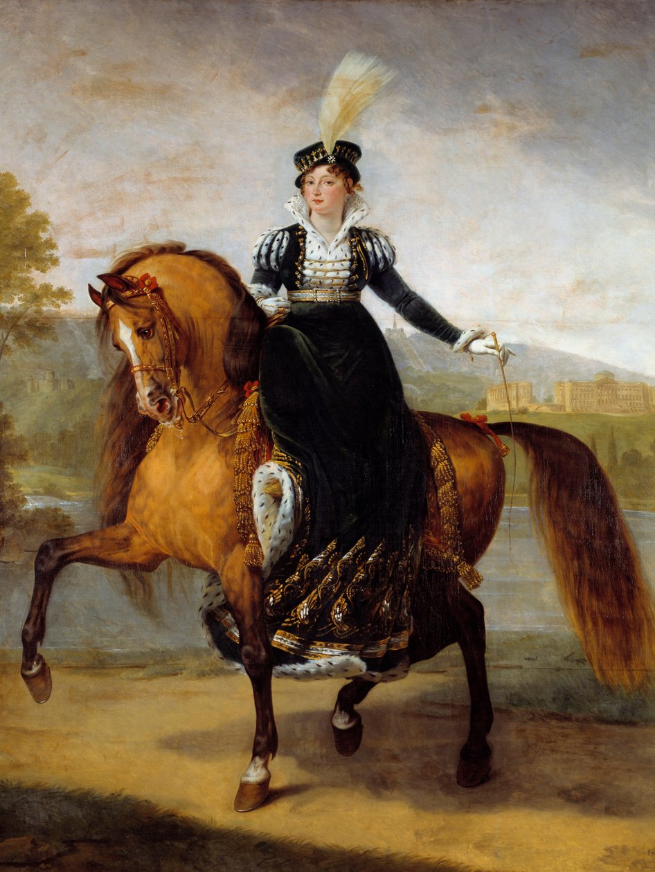 Retrato equestre de Catarina de Württemberg, esposa de Jerome Bonaparte, Rainha de Wesphalia (1783-1835). Pintura de Antoine Jean Gros (1771-1835) de Antoine Jean Gros