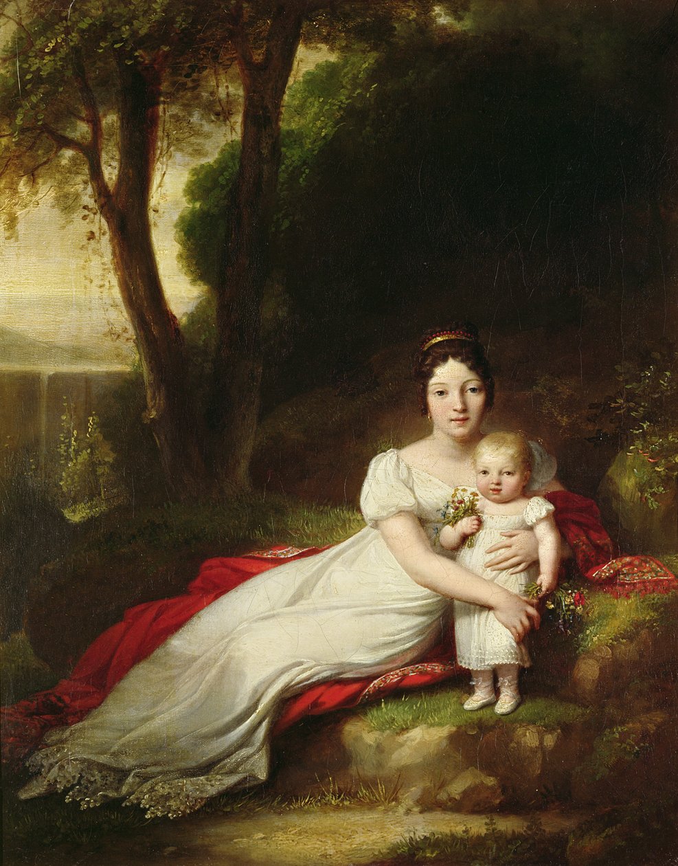 Hortênie Eugenie de Beauharnais (1783-1837), Rainha da Holanda, com seu filho Charles Louis Napoleon Bonaparte (1808-1873), o futuro Napoleão III de Antoine Jean Gros