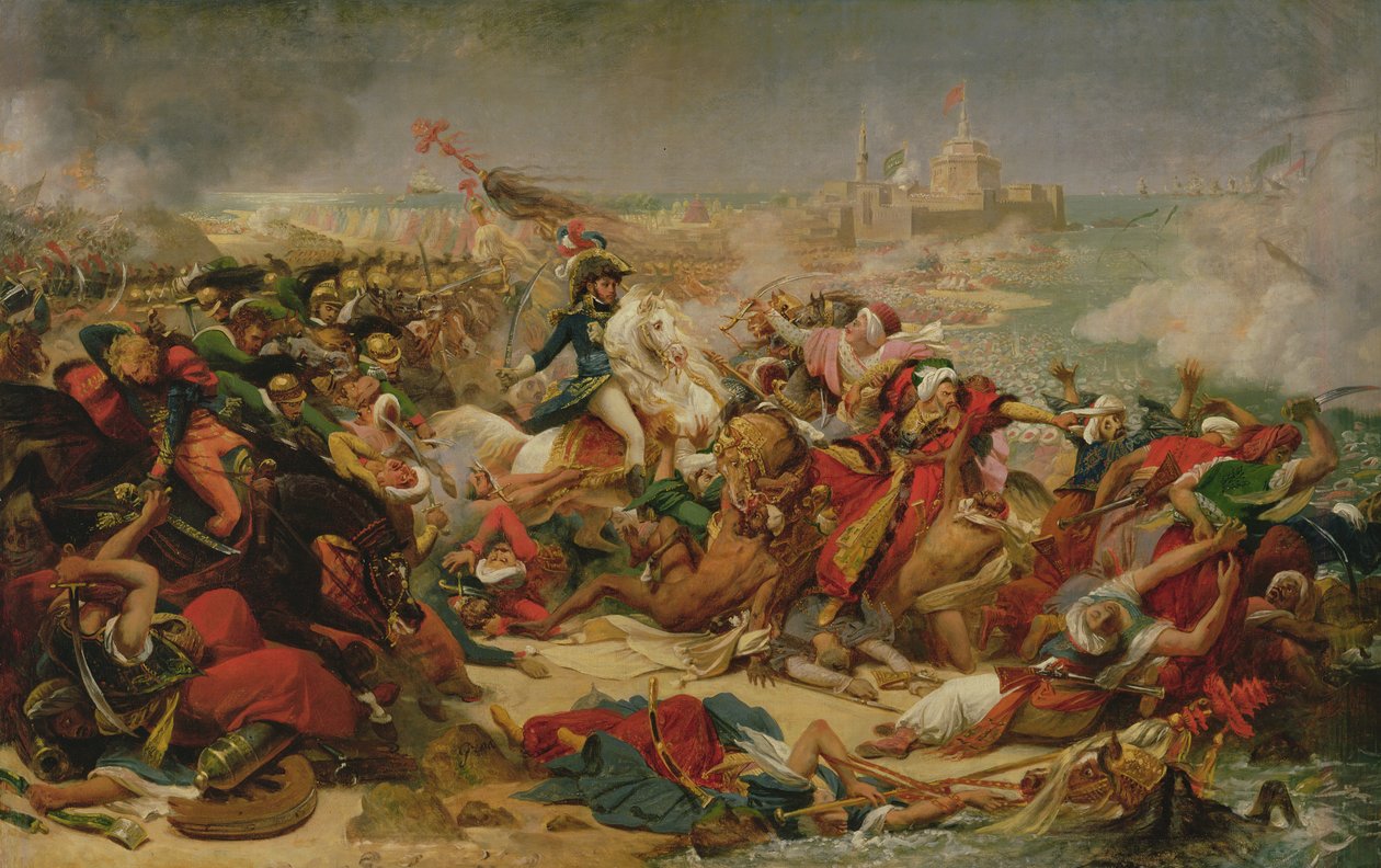 Murat Derrotando o exército turco em Aboukir em 25 de julho de 1799, c.1805 (óleo sobre tela montado a bordo) de Antoine Jean Gros