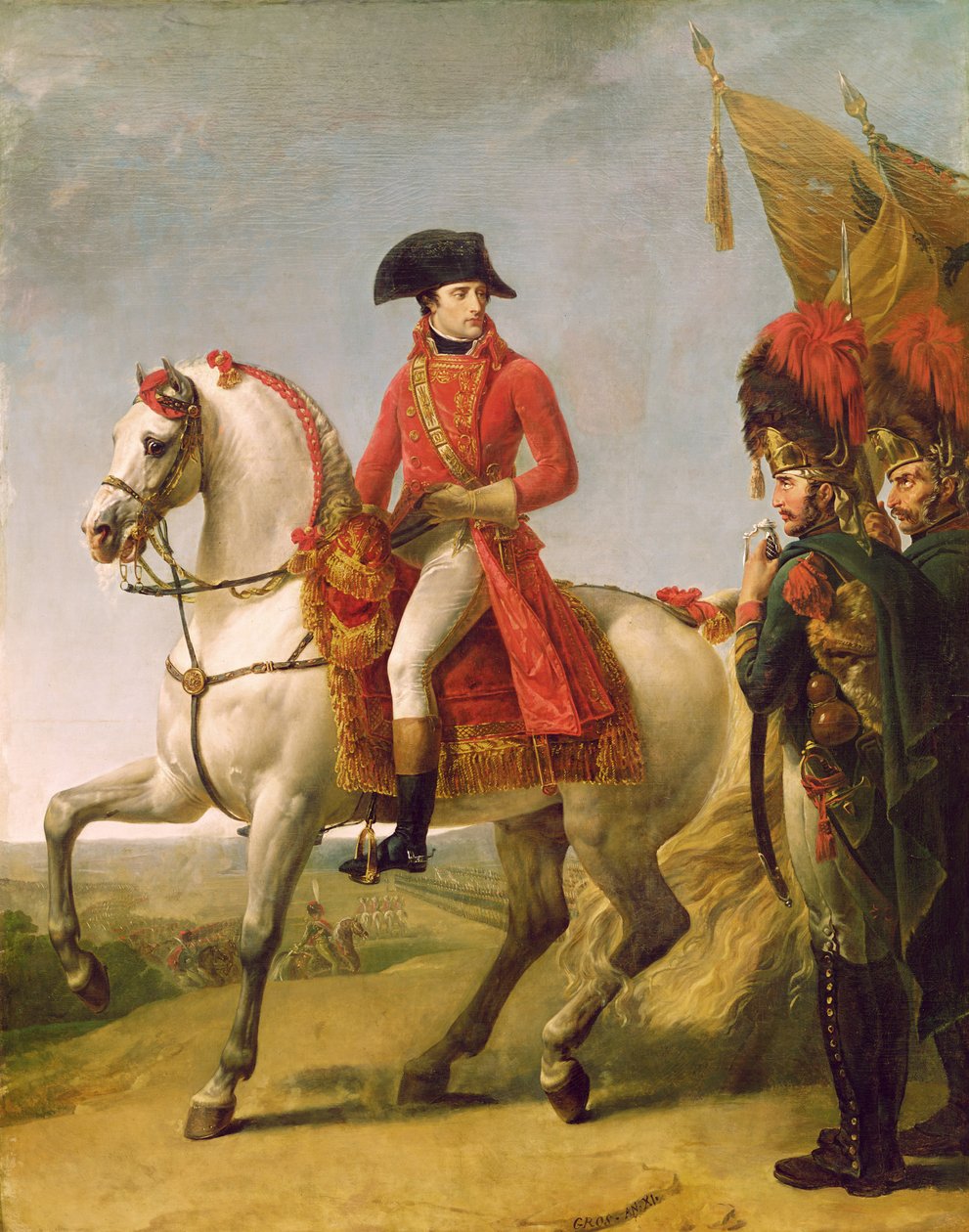 Napoleão Bonaparte (1769-1821) Primeiro Cônsul, Revendo suas tropas após a batalha de Marengo, 1802-03 de Antoine Jean Gros