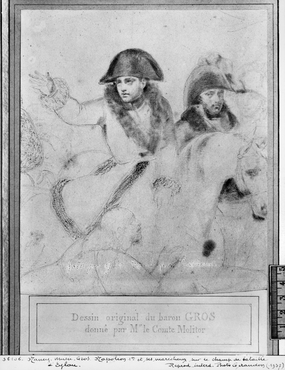 Napoleão no Campo de Batalha de Eylau, c.1807-08 (pierre noire no papel) de Antoine Jean Gros