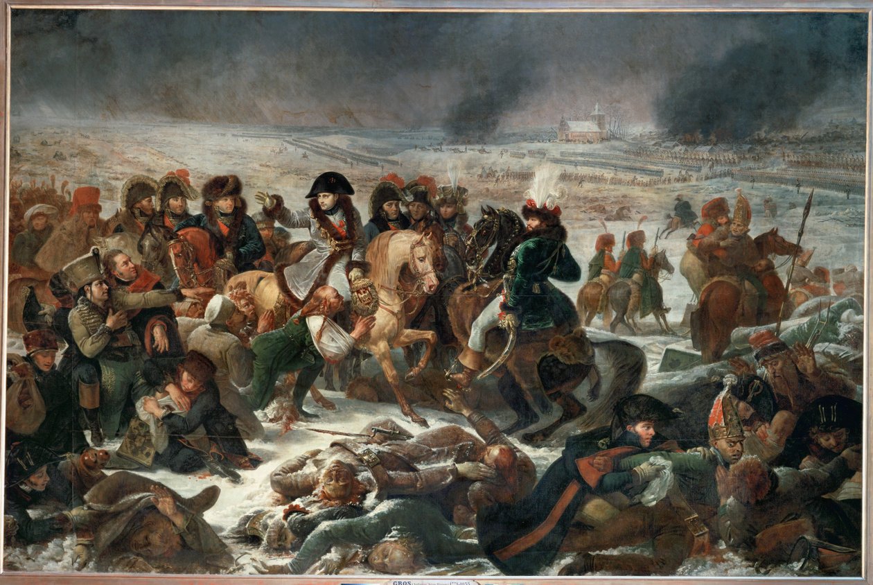 Napoleão no campo de batalha de Eylau, vencido em 9 de fevereiro de 1807 pelas tropas francesas sobre os russos e os prussianos ... de Antoine Jean Gros