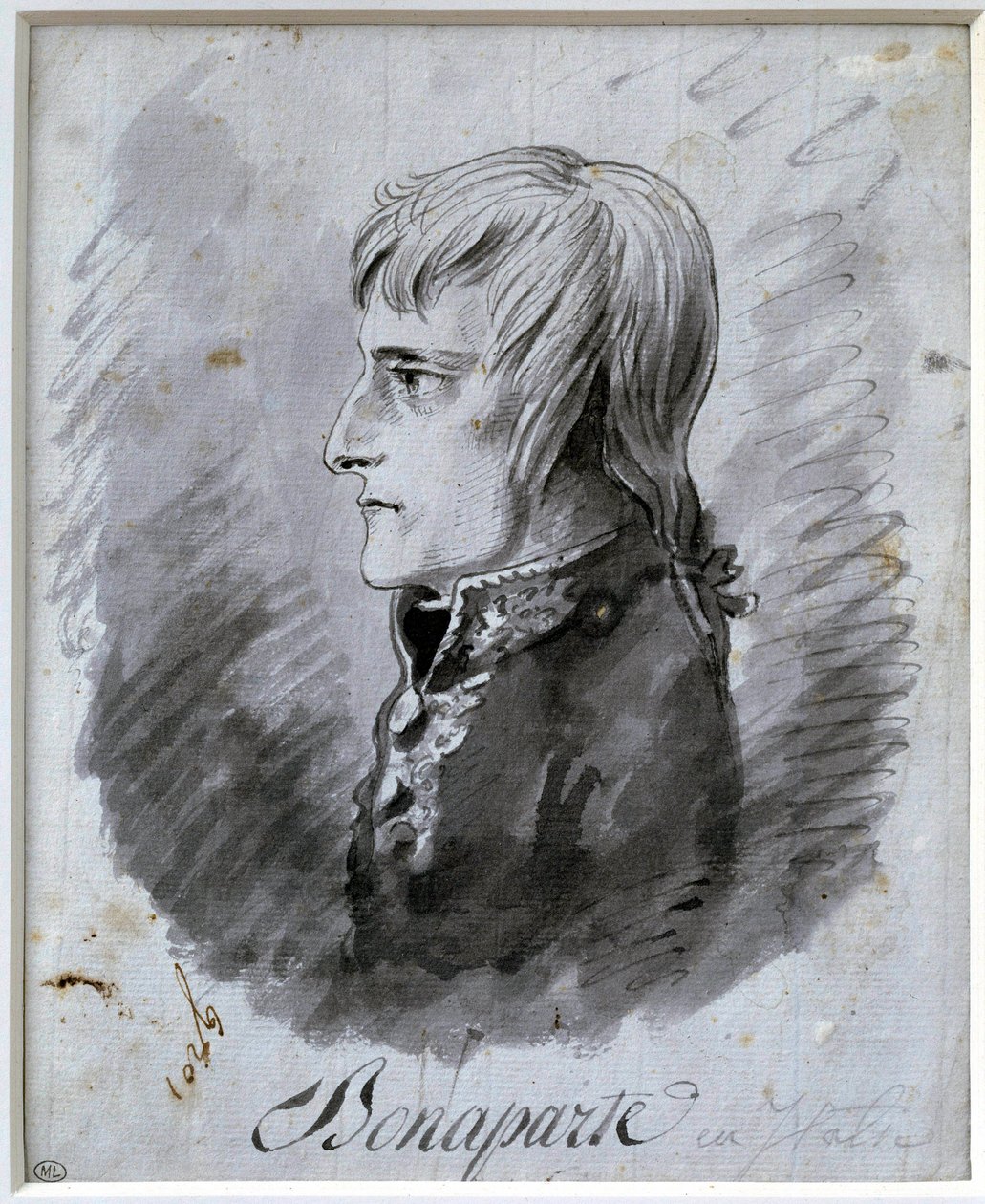Retrato de Napoleão Bonaparte (1769-1821), General em Chefe da Armee da Itália Desenho com caneta e tinta de Antoine-Jean Gros (1771-1835) século XIX. Sol 0,21x0,16 m Paris, musee du Louvre de Antoine Jean Gros